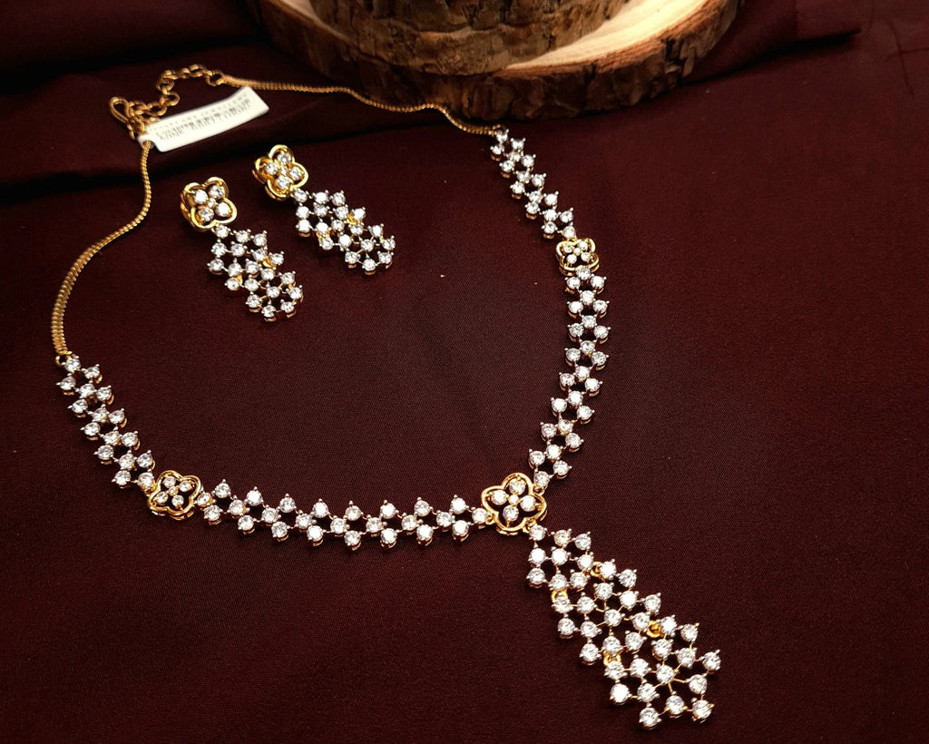 CZ Diamond Necklace Set jewellery - GOLD | Ivvati Art Jewellery
