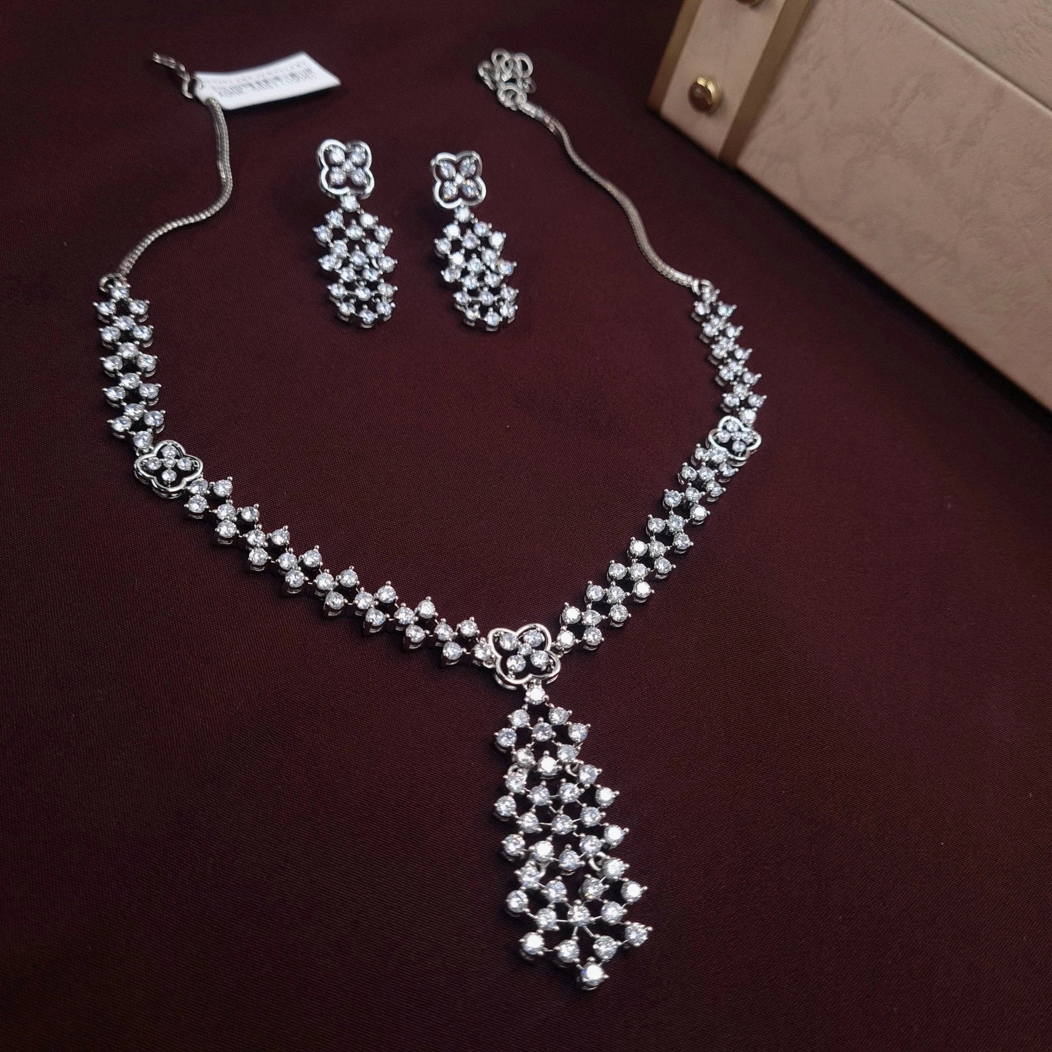 CZ Diamond Necklace Set jewellery - GOLD | Ivvati Art Jewellery