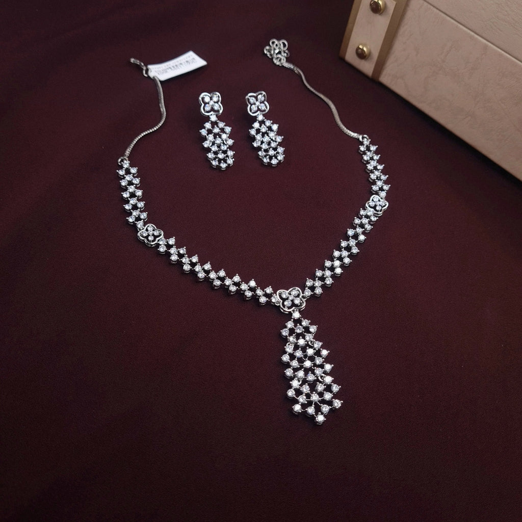 CZ Diamond Necklace Set jewellery - GOLD | Ivvati Art Jewellery