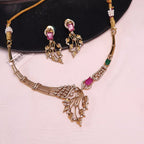 CZ Leaf Design Statement Necklace Set jewellery - CZ Necklace | Ivvati Art Jewellery