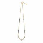 CZ mangalsutra necklace for women with elegant floral pendant and black beads | Ivvati Art Jewellery