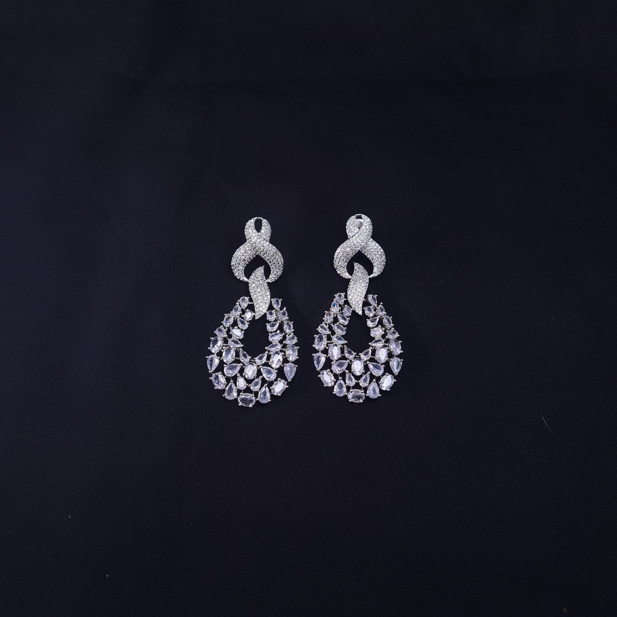 CZ Silver Drop Earrings jewellery - Earrings | Ivvati Art Jewellery