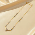 Daily wear mangalsutra for women with black beads and American Diamond curved pendant | Ivvati Art Jewellery