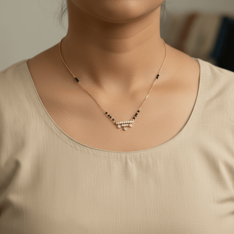 Designer Drop Mangalsutra for Women – Gold CZ Daily Wear | Aadhira jewellery - Mangalsutra | Ivvati Art Jewellery