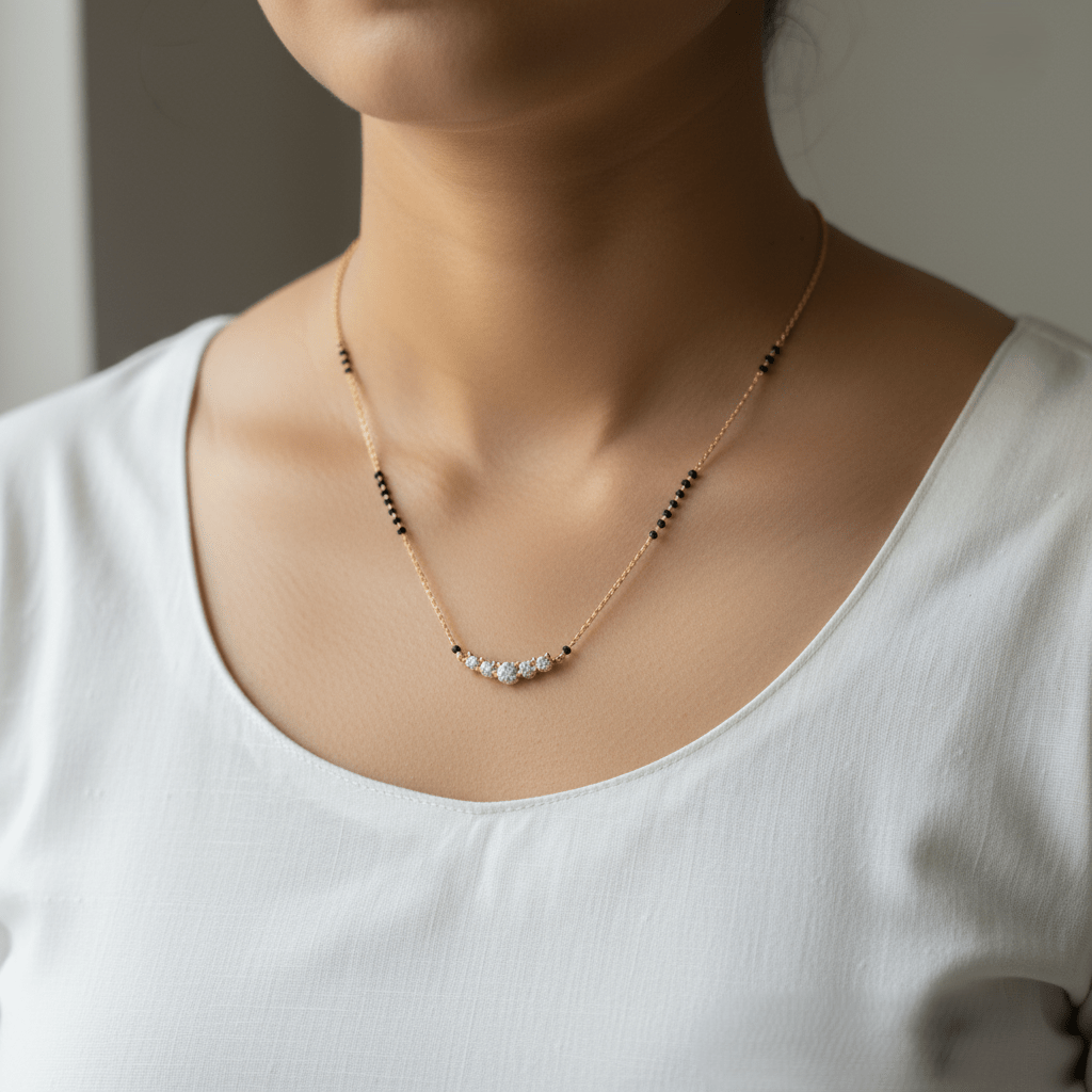 Diamond Bar Mangalsutra for Women – Gold Daily Wear | Ishira jewellery - Mangalsutra | Ivvati Art Jewellery