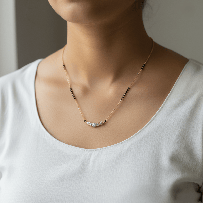 Diamond Bar Mangalsutra for Women – Gold Daily Wear | Ishira jewellery - Mangalsutra | Ivvati Art Jewellery