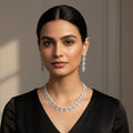 Diamond Heart Drop Necklace Set with Earrings for Women jewellery - Necklace Set | Ivvati Art Jewellery