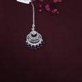 Elegant AD/CZ Maangtikka with Blue Hanging Diamonds – Ethnic Glam Statement Tikka jewellery - Maangtikka | Ivvati Art Jewellery