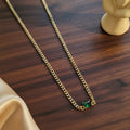 Emerald green stone gold chain necklace for women | Ivvati demi-fine jewellery