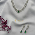 Emerald Infinity Necklace Set with Diamond Silver Finish – Ivvati Art Jewellery jewellery - CZ Necklace | Ivvati Art Jewellery