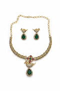 Emerald Mayur Rani Haar Necklace Set with Peacock Motif & Polki Finish