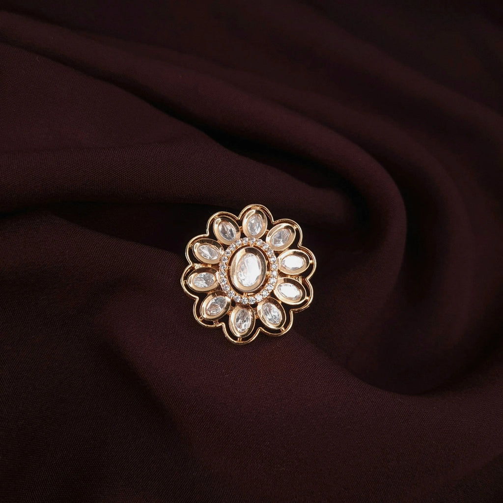 Ethnic Kundan Ring with CZ Silver jewellery - Kundan Ring | Ivvati Art Jewellery