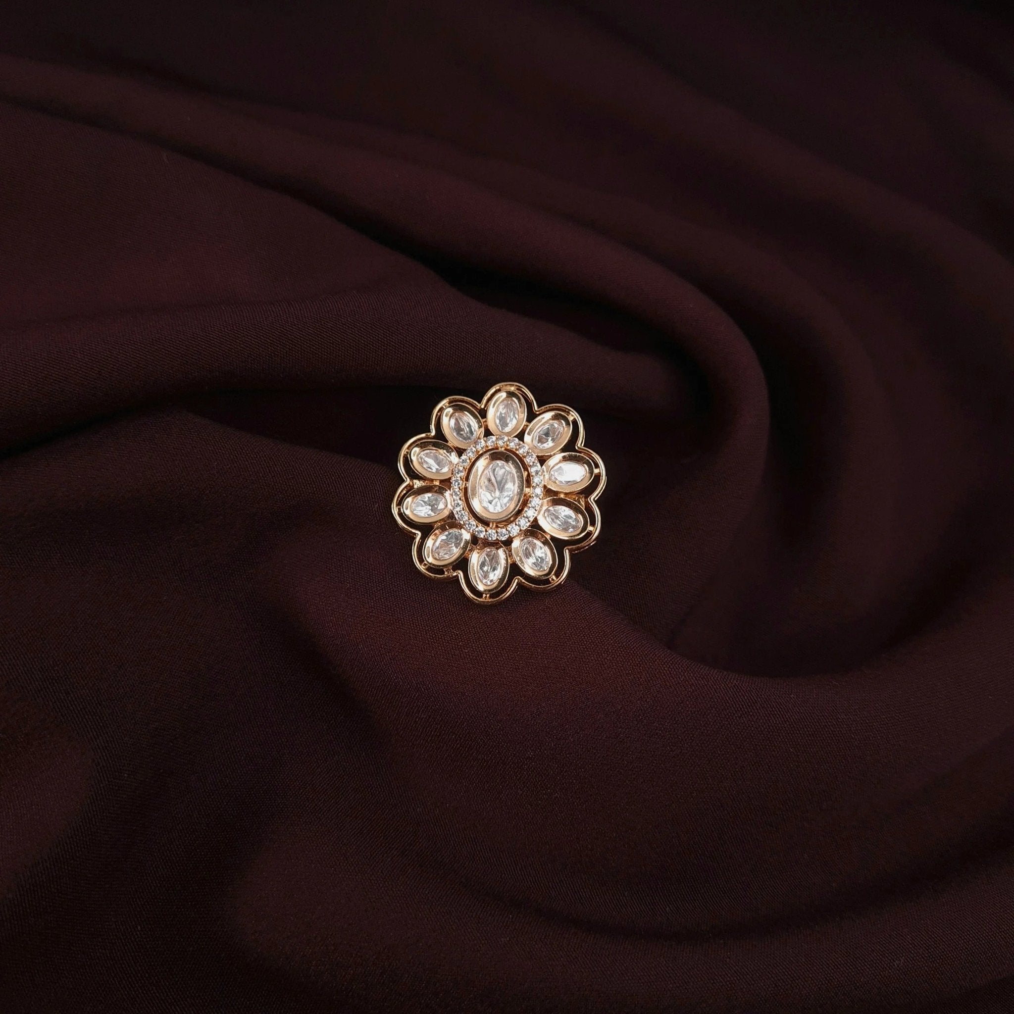Ethnic Kundan Ring with CZ Silver jewellery - Kundan Ring | Ivvati Art Jewellery