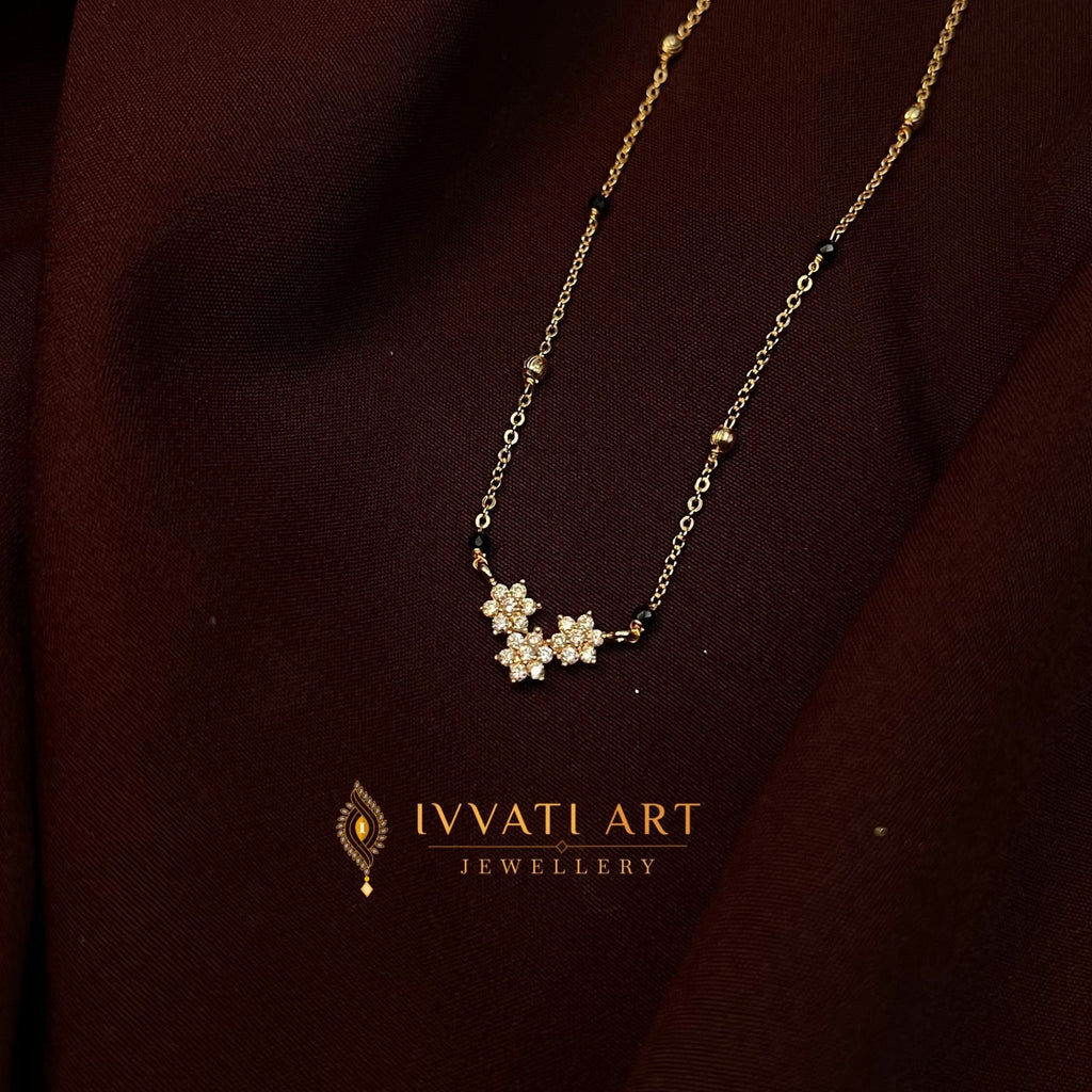 Floral CZ Mangalsutra for Women – Gold Daily Wear | Varnika jewellery - Mangalsutra | Ivvati Art Jewellery