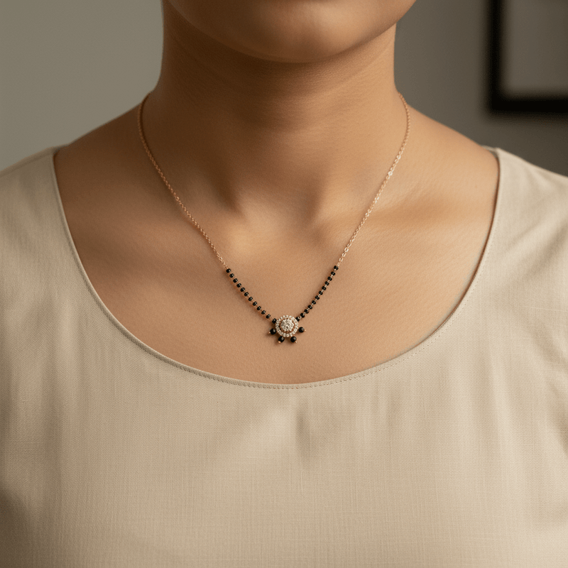 Floral Mangalsutra for Women – Gold Daily Wear | Vanyaa jewellery - Mangalsutra | Ivvati Art Jewellery