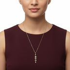 Gold floral pendant necklace with sparkling crystal details for women