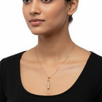 Gold bar pendant necklace featuring white pearl detailing for women | Ivvati demi-fine jewellery