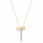 Gold bow pendant necklace for women for party and festive wear