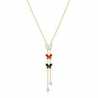 Gold butterfly lariat necklace with crystal drops for women party wear