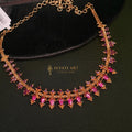Gold Finish Necklace with Pink Stones jewellery - Copper | Ivvati Art Jewellery