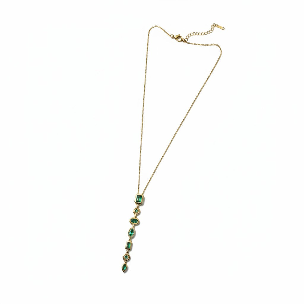 Gold green pendant necklace for women for party and festive wear