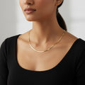 Gold herringbone chain necklace for women with sleek flat woven chain design | Ivvati Art Jewellery