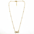 Gold infinity necklace with beaded chain for women