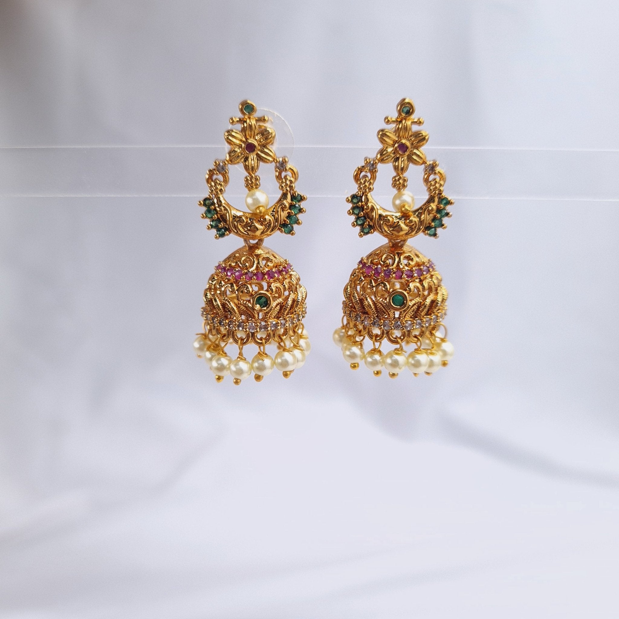 Gold - Plated Copper Jhumka Earrings jewellery - Jhumka | Ivvati Art Jewellery