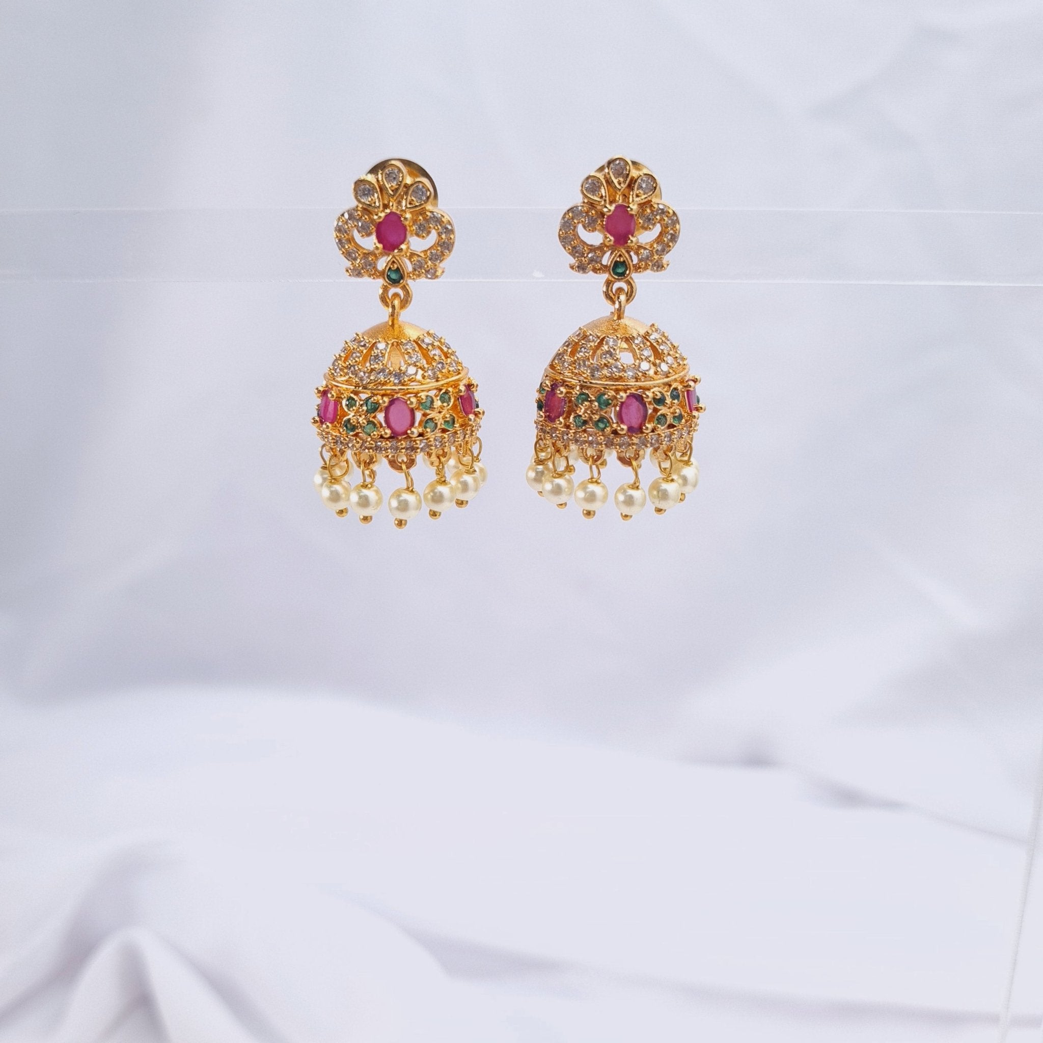 Gold Plated Copper Jhumka – Traditional Earrings jewellery - Jhumka | Ivvati Art Jewellery