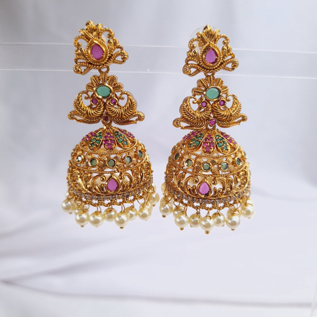 Gold Plated Copper Jhumka – Traditional Ethinic Earrings jewellery - Jhumka | Ivvati Art Jewellery