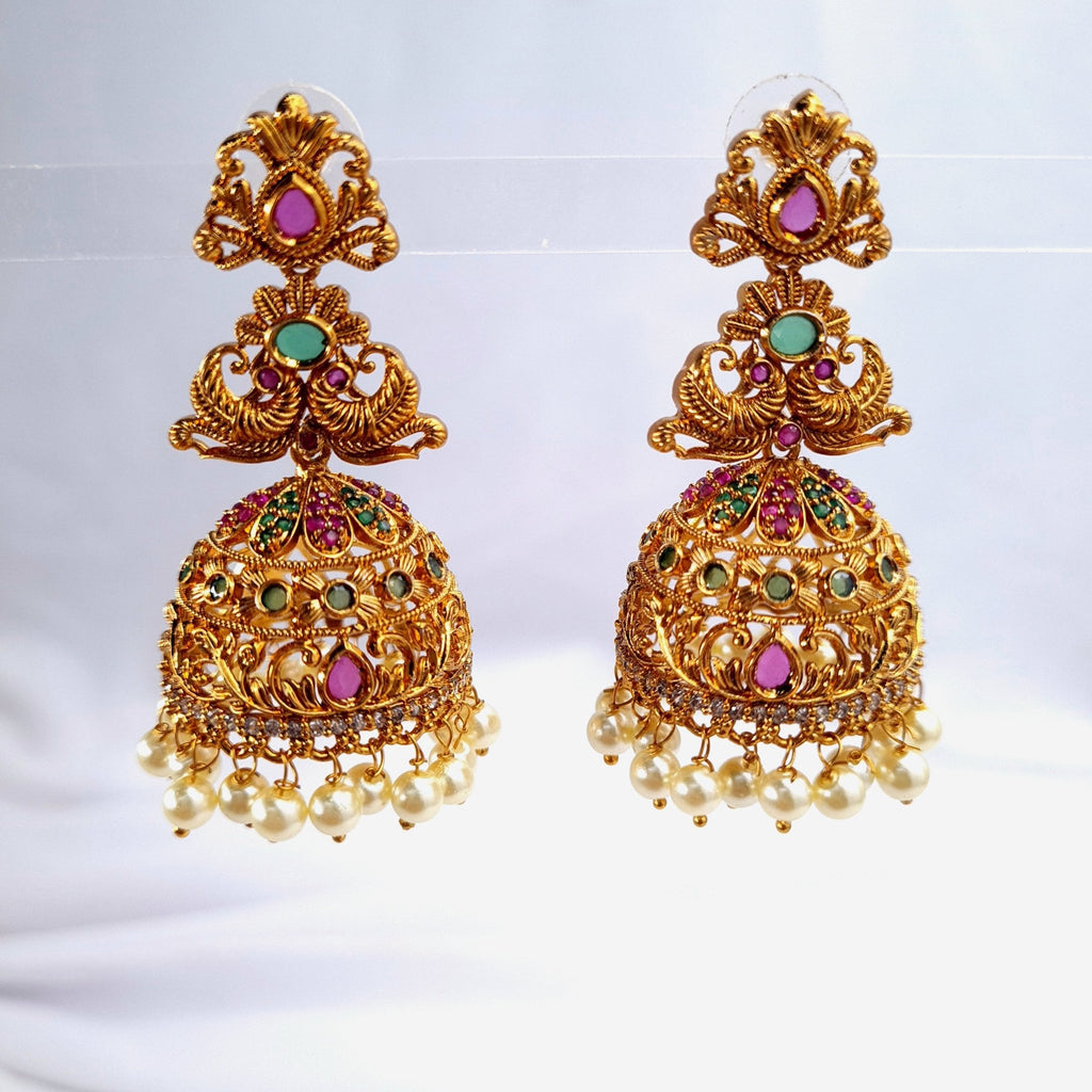 Gold Plated Copper Jhumka – Traditional Ethinic Earrings jewellery - Jhumka | Ivvati Art Jewellery