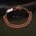 Gold - Plated Copper Ruby Necklace Set with Moti jewellery - Copper | Ivvati Art Jewellery