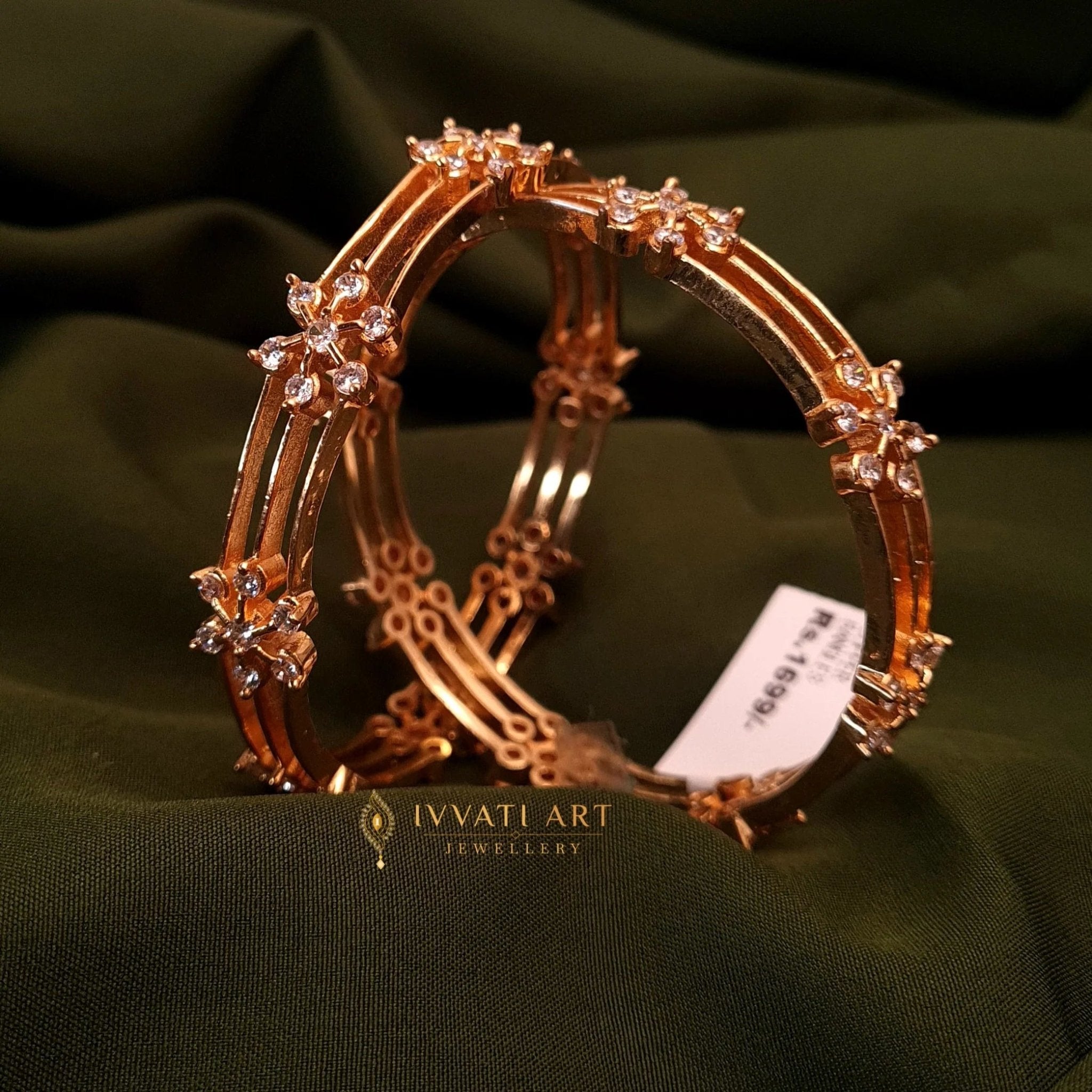 Gold Plated CZ Bangles jewellery - GOLD | Ivvati Art Jewellery