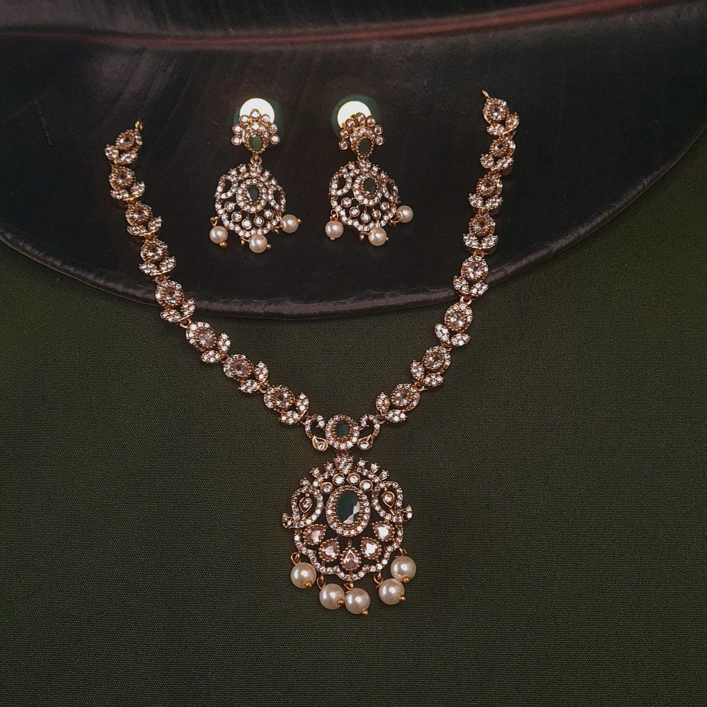 Gold Plated CZ Necklace jewellery - GOLD | Ivvati Art Jewellery