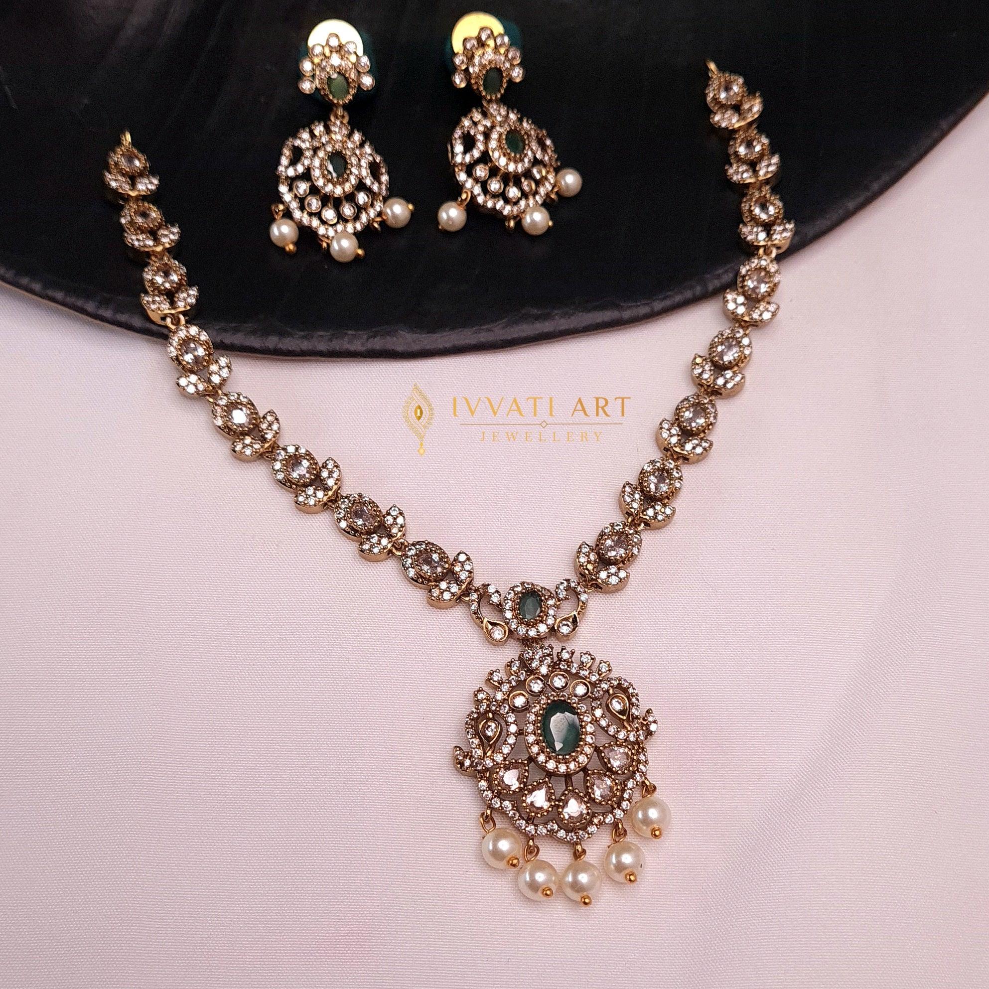 Gold Plated CZ Necklace jewellery - GOLD | Ivvati Art Jewellery