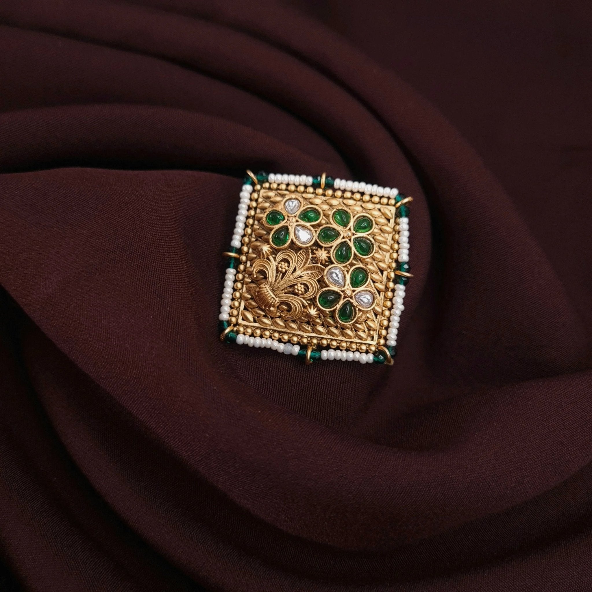 Green Copper Gold Finish Ring jewellery - Rings | Ivvati Art Jewellery