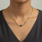 Green stone necklace for women with gold chain design