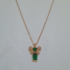 Green stone pendant necklace for women for party and festive wear