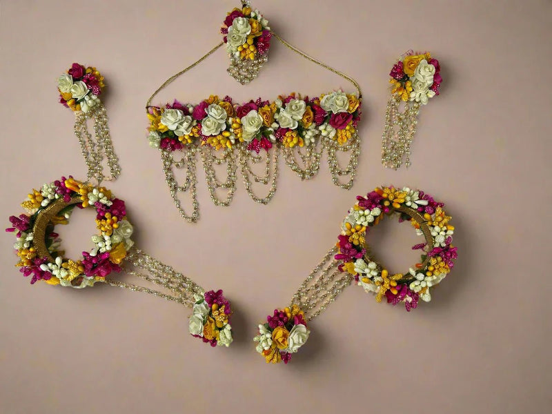 Handmade Flower Jewellery Set jewellery - Handmade Flower Jewellery Set | Ivvati Art Jewellery