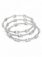Close-up of Ivvati American Diamond bangle set with baguette-cut stones