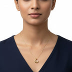 Demi-Fine gold-tone crescent American Diamond pendant necklace by Ivvati