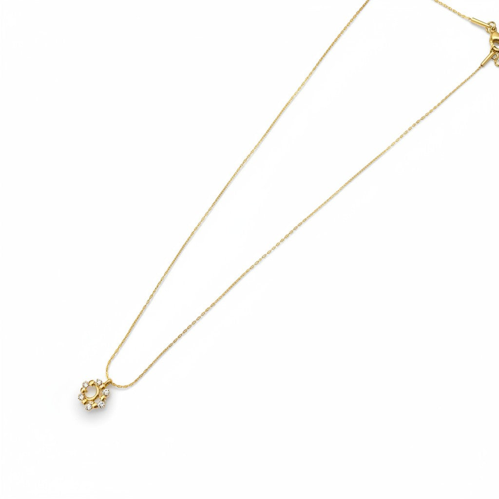 Minimal Demi-Fine floral CZ necklace for everyday and office wear