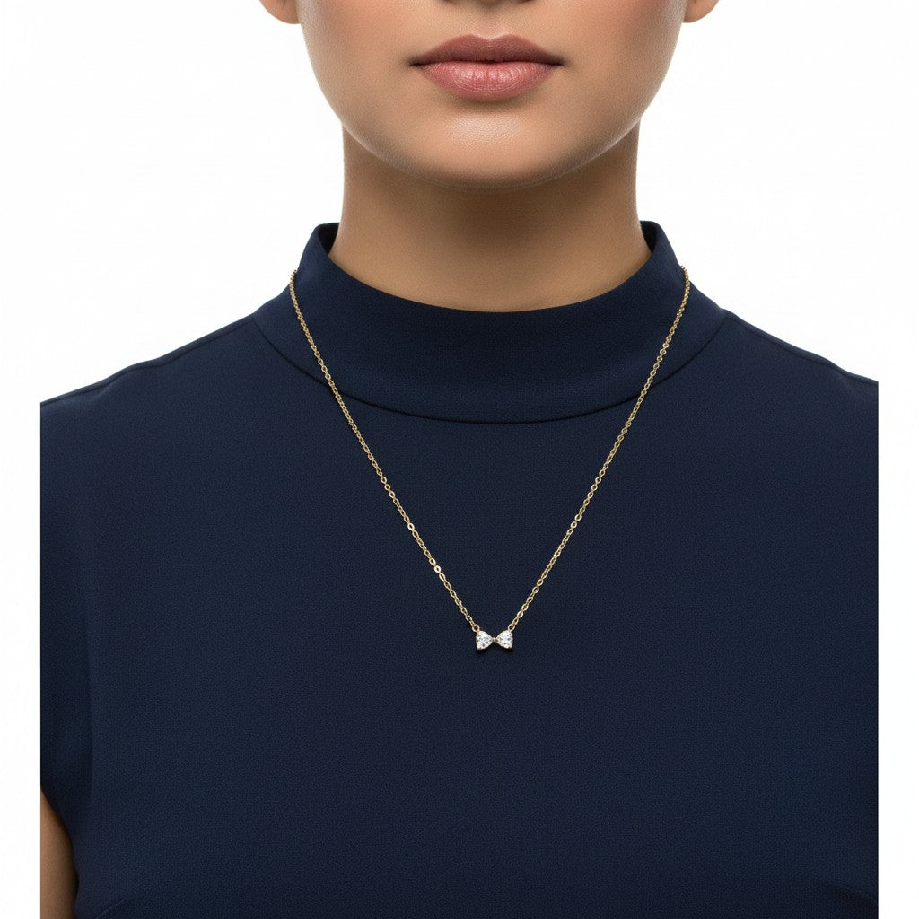 Demi-Fine gold-tone CZ pendant necklace with pear-shaped stones by Ivvati