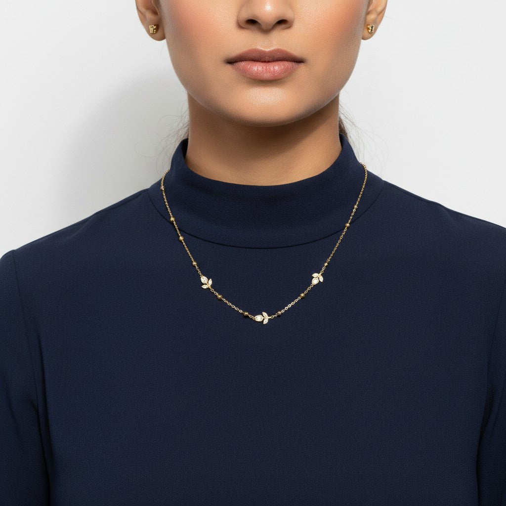 Ivvati Demi-Fine floral CZ motif necklace for women