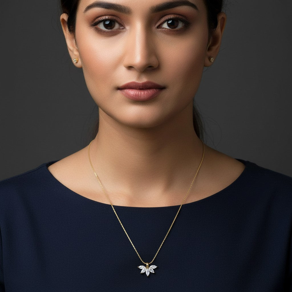 Ivvati Demi-Fine floral CZ pendant necklace for women