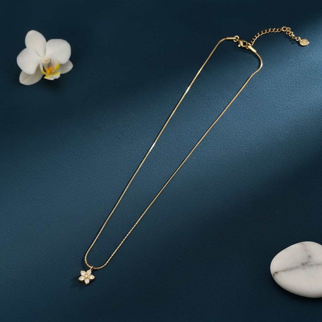 Ivvati Demi-Fine floral CZ pendant necklace for women