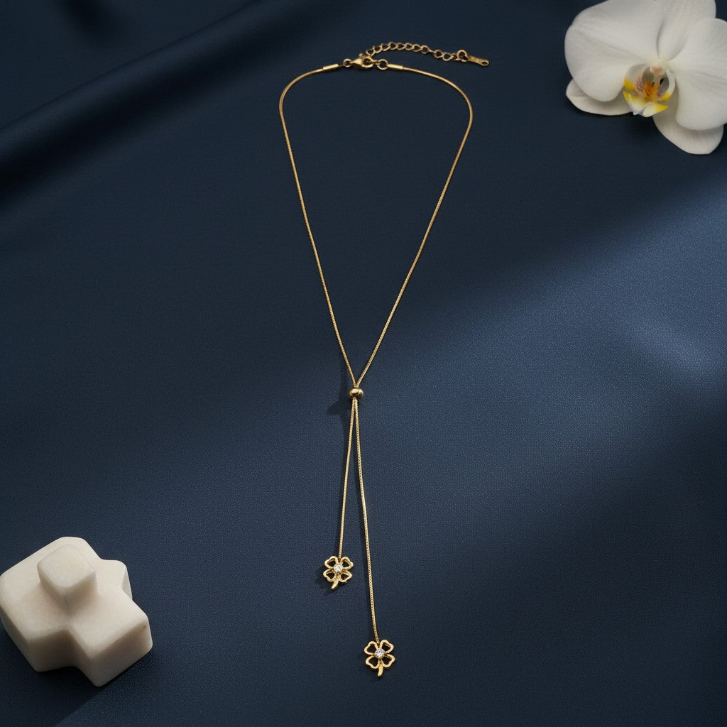 Ivvati Demi-Fine floral Y-lariat pendant necklace for women