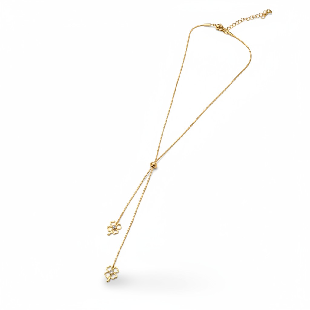 Minimal Demi-Fine floral Y necklace for everyday and office wear