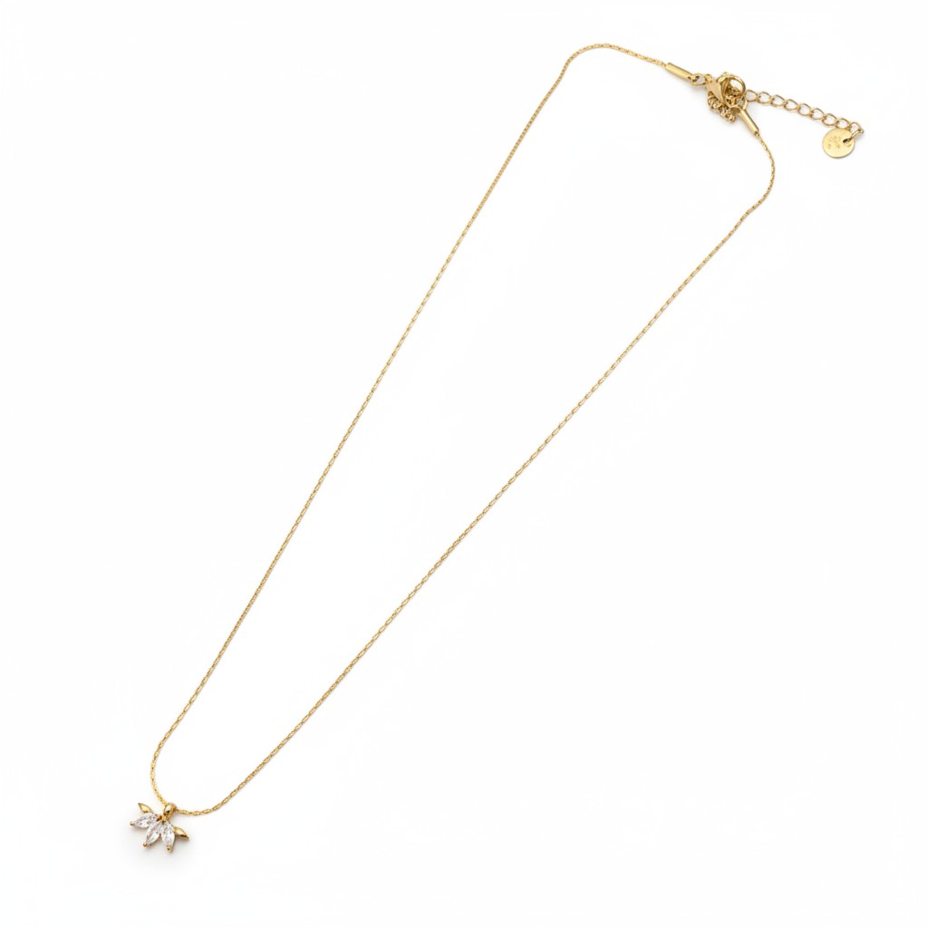 Demi-Fine gold-tone flower American Diamond pendant necklace by Ivvati
