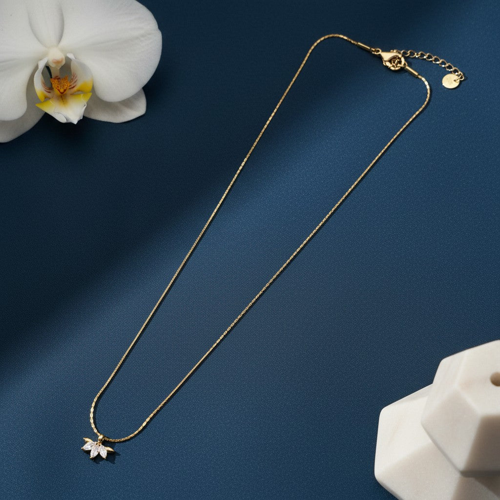Demi-Fine flower CZ necklace for women by Ivvati Art Jewellery